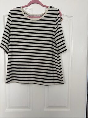 Women’s Black & White Striped Short Sleeve Tee